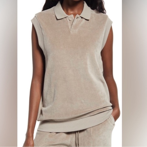 Fear of God Tops - Fear of God Essentials Sleeveless Velour Polo Size Medium